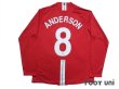 Photo2: Manchester United 2007-2009 Home Long Sleeve Shirt #8 Anderson (2)