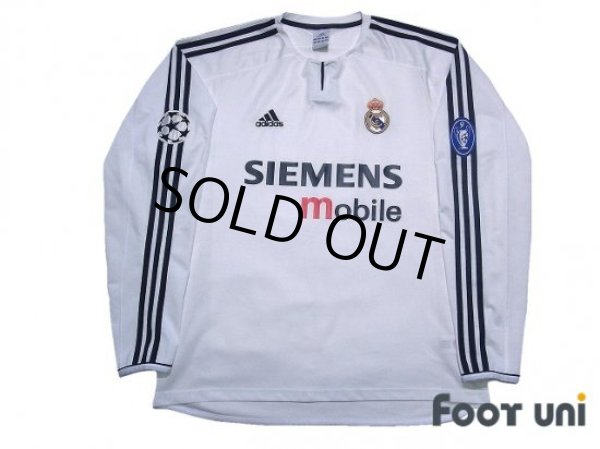 Photo1: Real Madrid 2003-2004 Home Long Sleeve Shirt Champions League Patch/Badge (1)